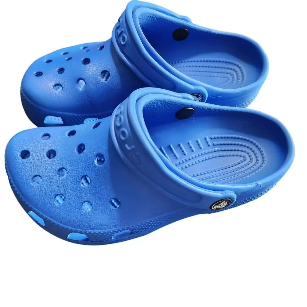 Crocs Youth Blue Bolt Classic Slip On Unisex Junior Clogs Size J 2